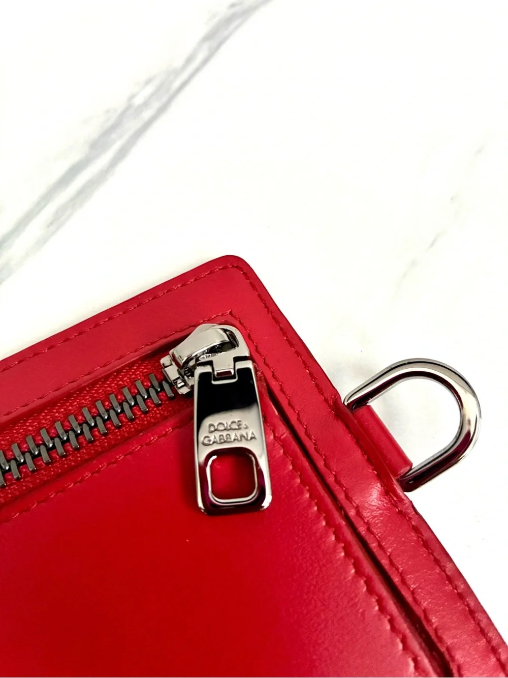 NWT red leather Dolce & Gabbana card holder wallet